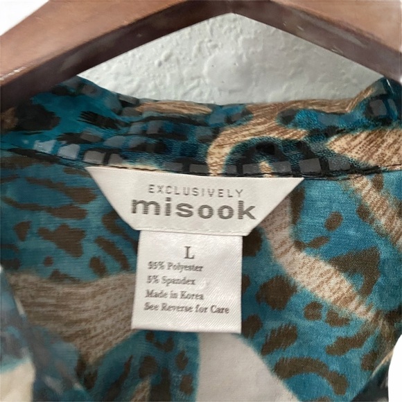 NWT Exclusively Misook Animal Print Full Zip Jacket Women’s Size Large Colorful - Picture 2 of 9